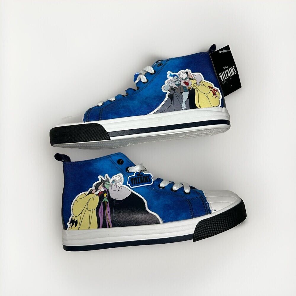 Disney Villains Casual High-Top Sneakers Size 9 Wm's Canvas Ground Up Blue